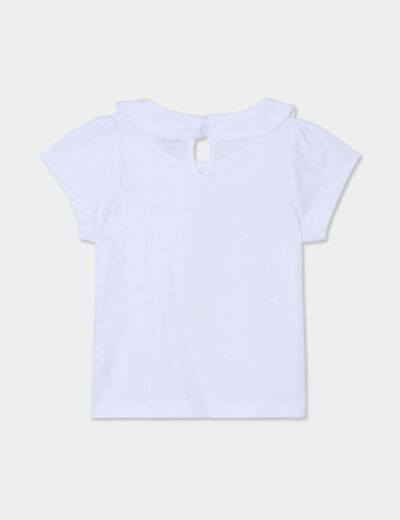 T-shirt col claudine manches ballons blanc bébé fille