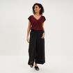 Pantalon large &eacute;lastiqu&eacute;e gaze coton noir femme