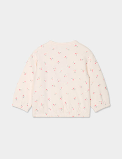 Sweat oversize manches longues col rond creme bébé fille