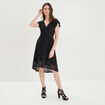 Robe évasée en dentelle noir femme