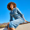 Robe longue en jean manches longues denim double stone femme