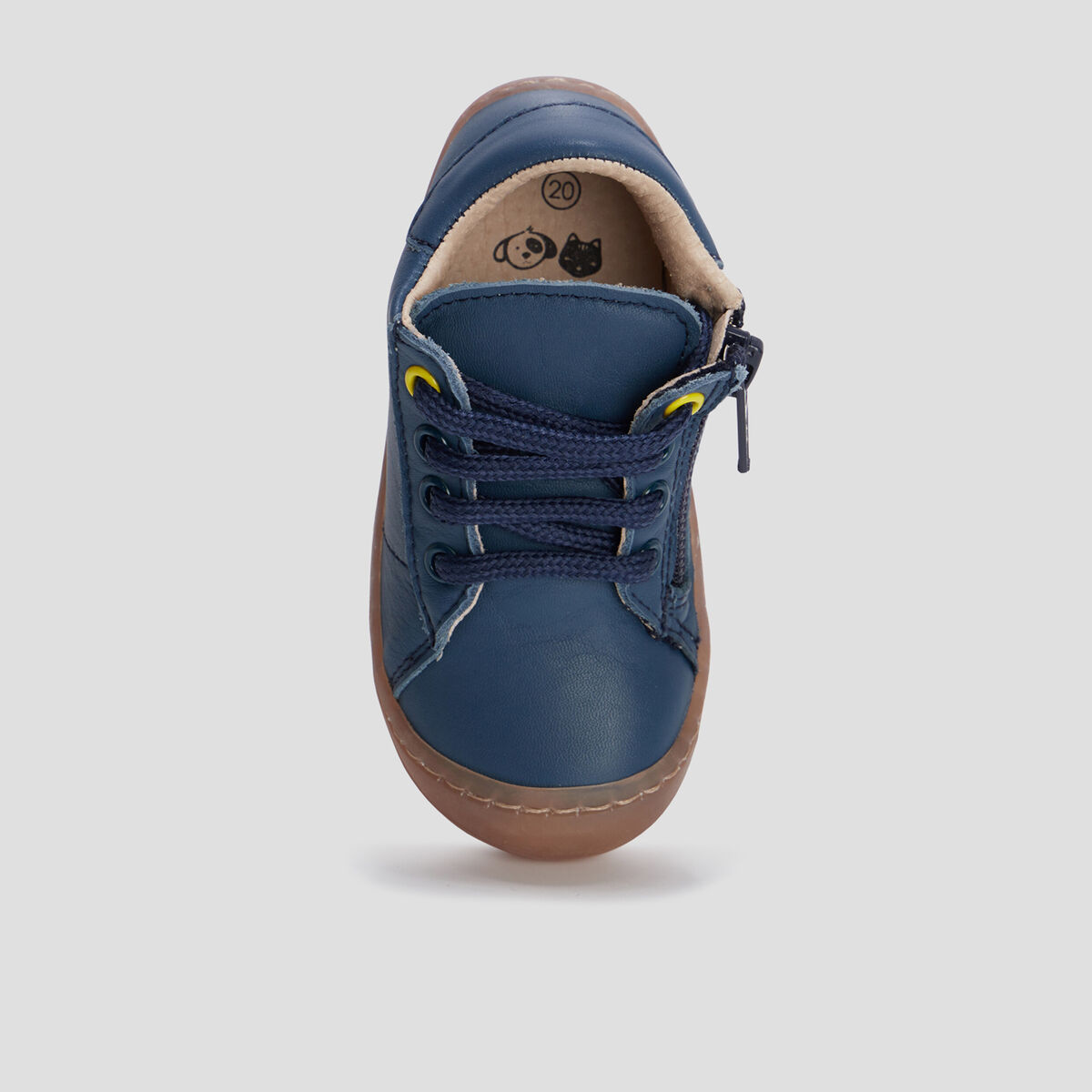 Bottillons zippés en cuir bleu bébé garçon