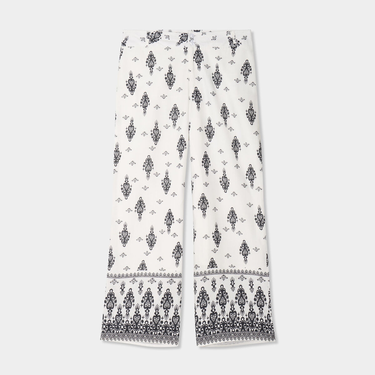 Pantalon regular ecru femme