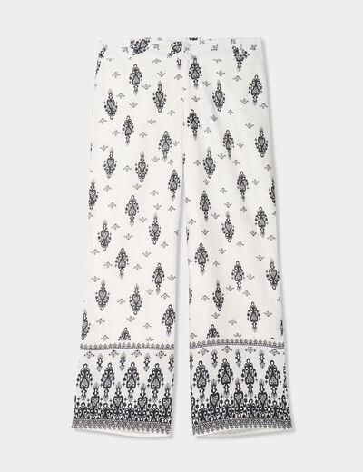 Pantalon regular ecru femme
