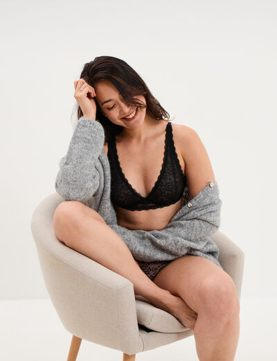 Soutien-gorge triangle dentelle noir femme