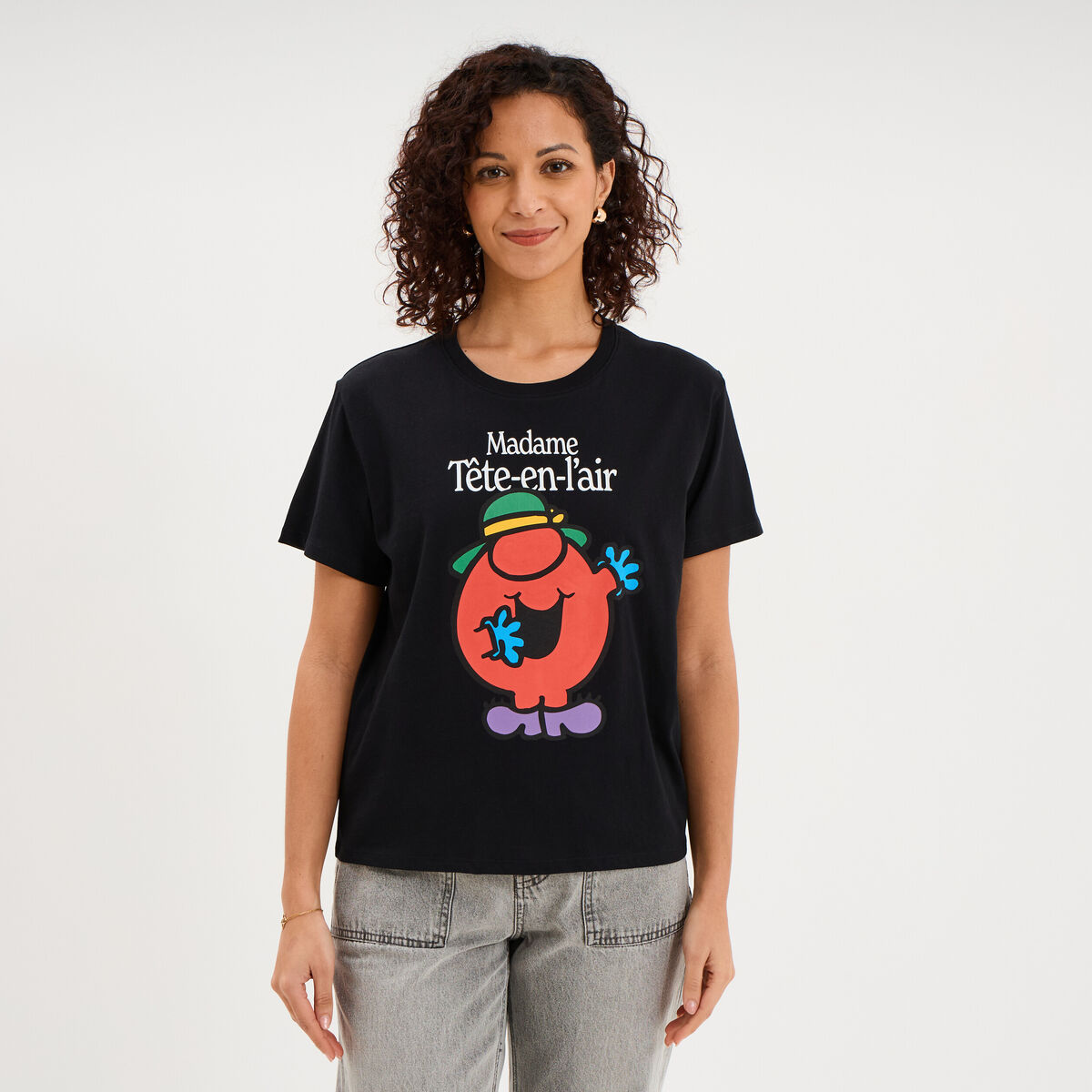 T-shirt madame t&ecirc;te-en-l'air noir femme