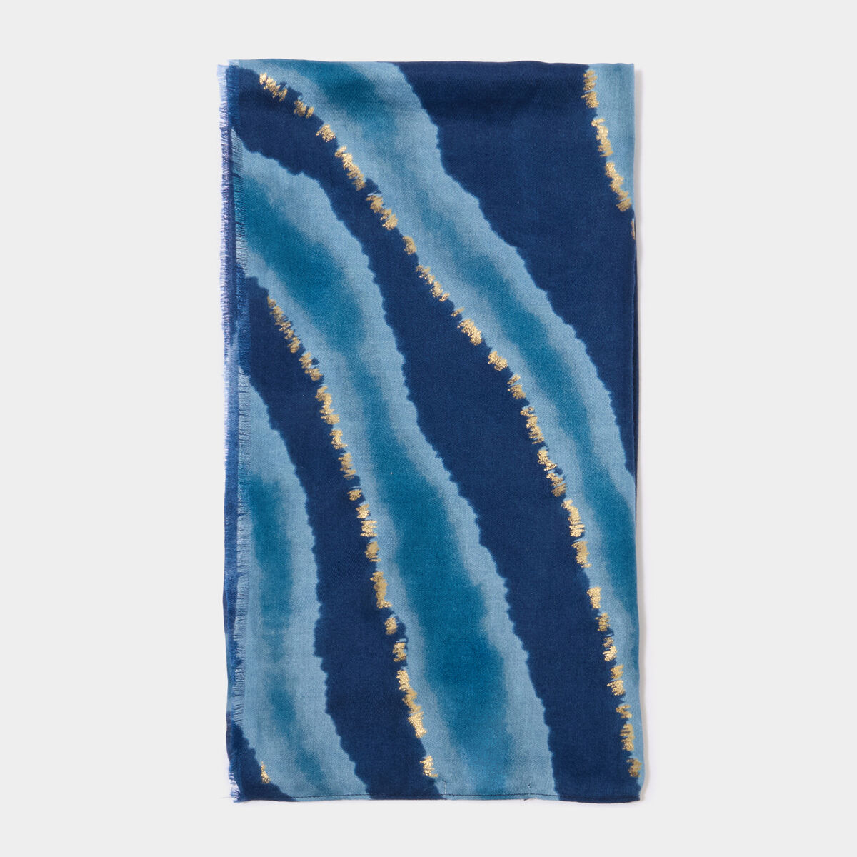Foulard &agrave; franges courtes bleu femme