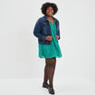 Robe patineuse fils métallisés col en V vert femme grande taille