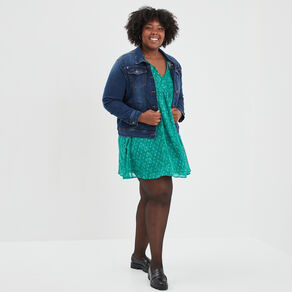 robe patineuse fils metallises col en v vert femmegt Robe patineuse fils métallisés col en V vert femme grande taille