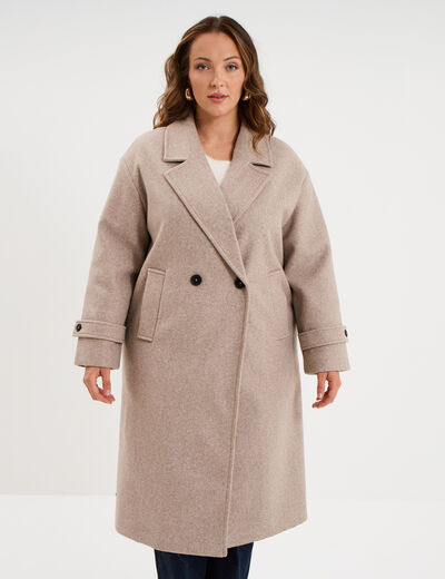 Manteau double boutonnage beige femme grande taille