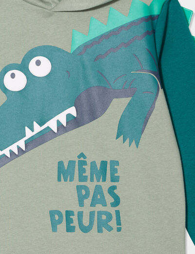 Sweat hoodie oversize à capuche vert kaki garçon