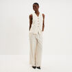 Pantalon large avec pinces ecru femme
