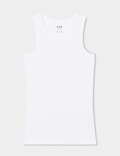 Débardeur coton bretelles larges blanc homme