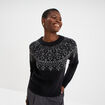 Pull jacquard col rond manches longues noir femme