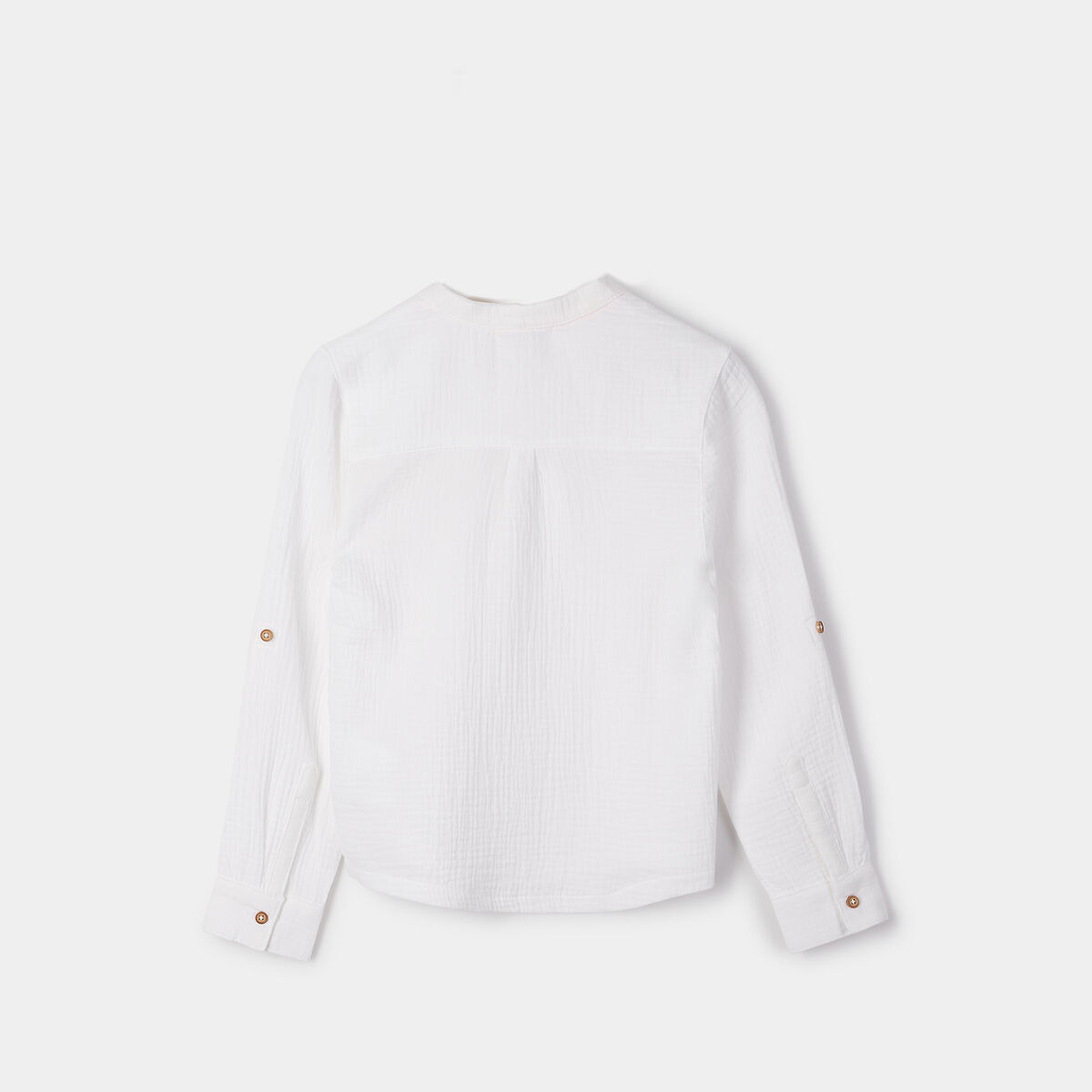 Chemise col mao gaze de coton blanc gar&ccedil;on