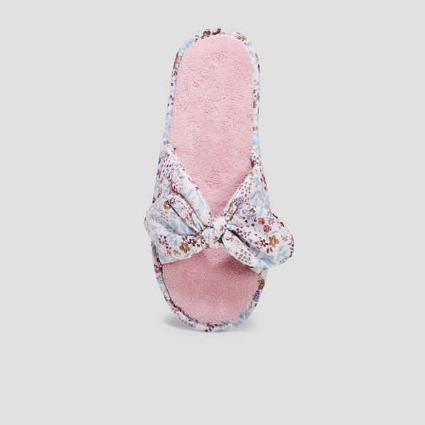 Chaussons mules avec noeuds rose femme