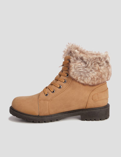 Bottines avec fausse fourrure sable femme