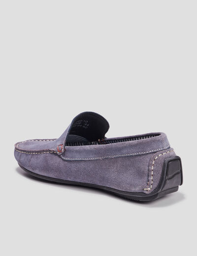 Mocassins en cuir bleu homme