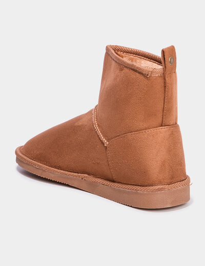 Bottines fourr&eacute;es effet su&eacute;dine marron femme