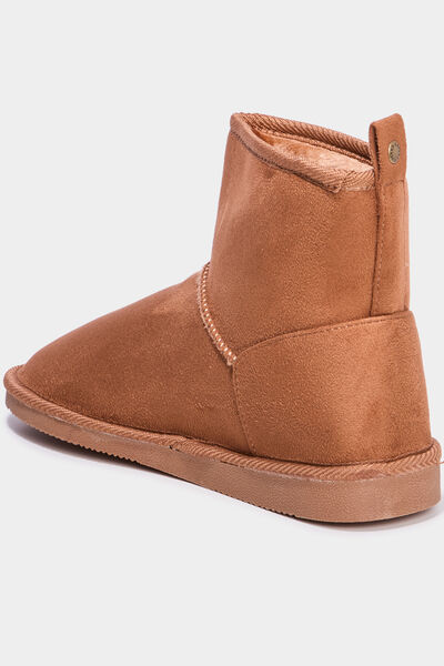 Bottines fourr&eacute;es effet su&eacute;dine marron femme
