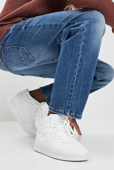 Baskets montantes à lacets blanc homme