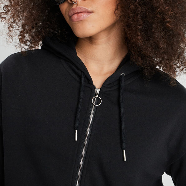 Sweat cropped zippé à capuche Liberto noir femme