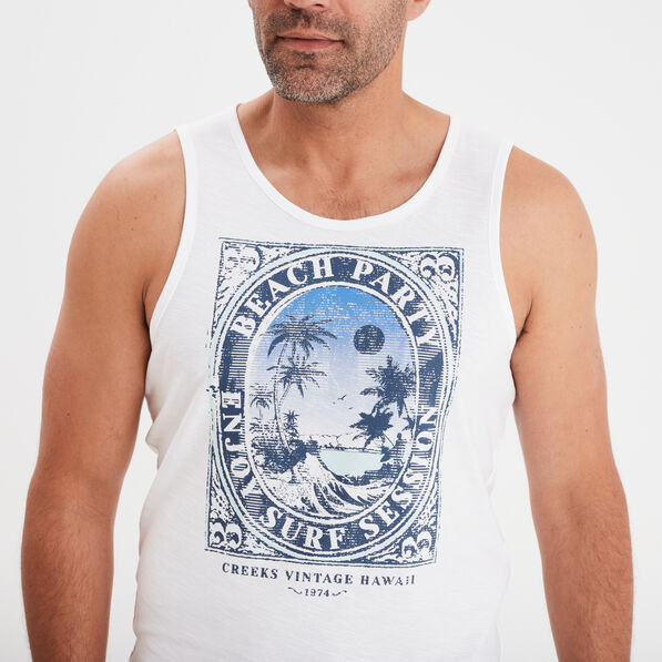 Débardeur col rond sans manches coton blanc homme
