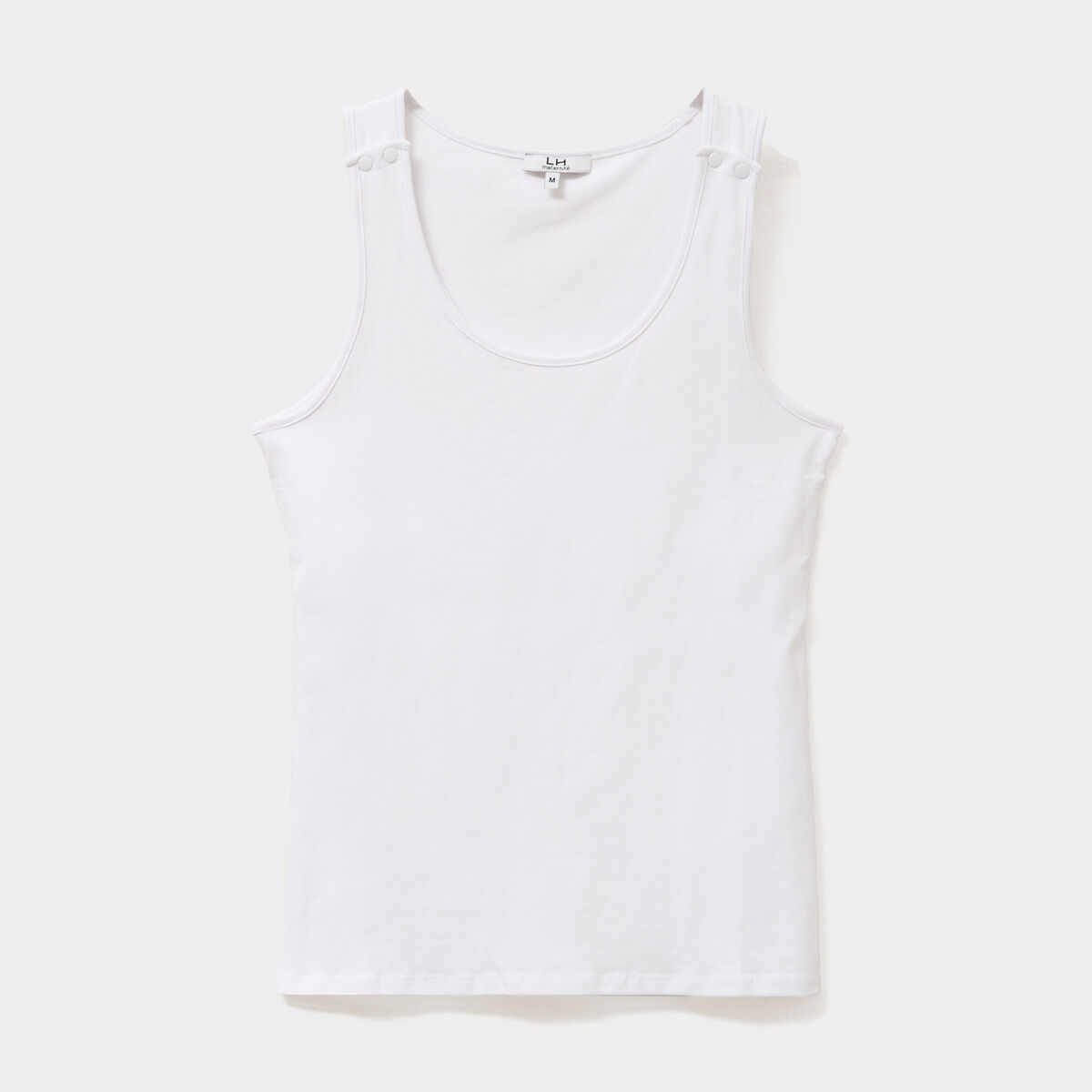 D&eacute;bardeur allaitement col rond stretch blanc femme maternit&eacute;