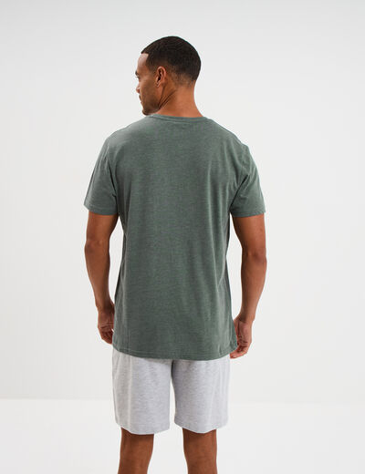 Ensemble pyjama short et t-shirt vert kaki homme