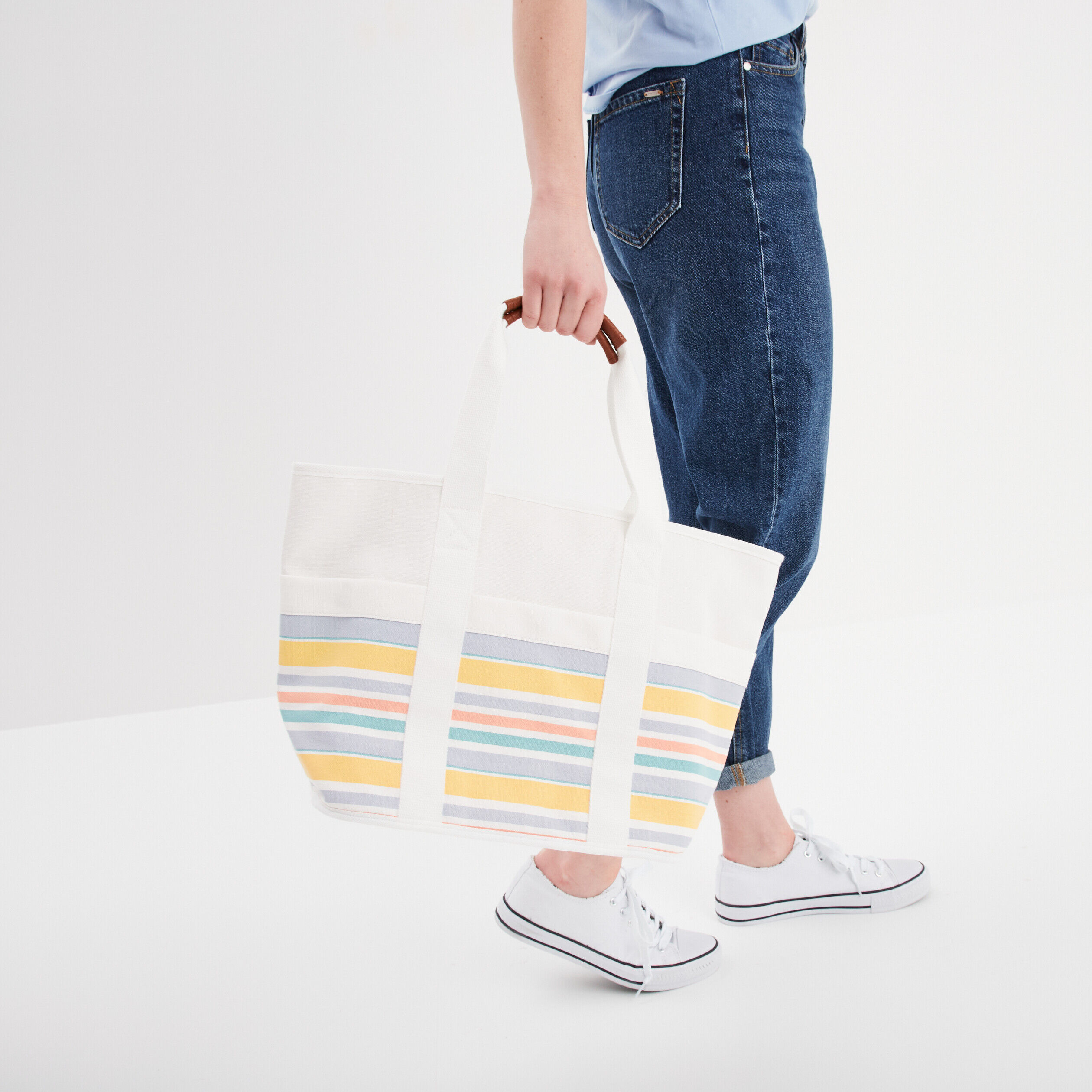 Sac cabas en toile multicolore femme LH