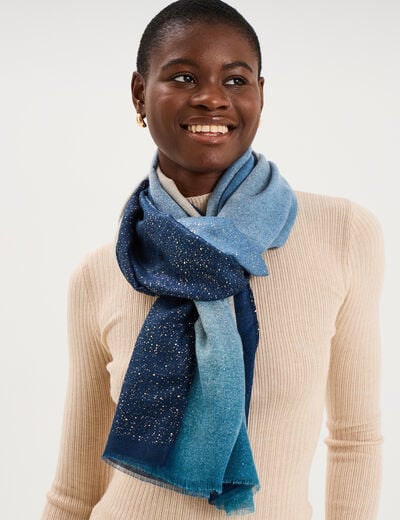 Foulard &agrave; paillettes bleu femme
