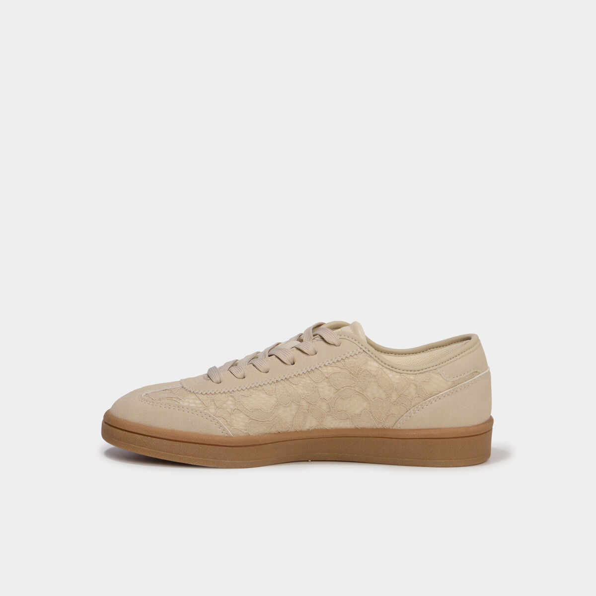 Tennis basses avec dentelle sable femme