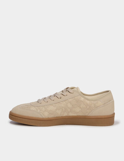 Tennis basses avec dentelle sable femme