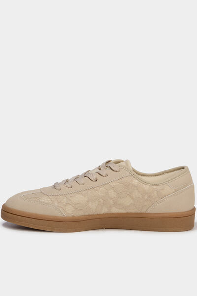 Tennis basses avec dentelle sable femme
