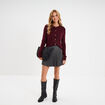 Gilet col rond manches longues bordeaux femme