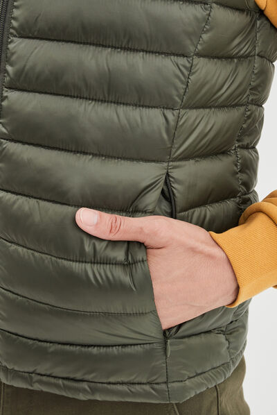 Doudoune légère zippée sans manches vert kaki homme