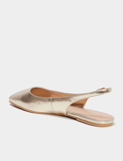 Ballerines slingback bouts carrés jaune or femme