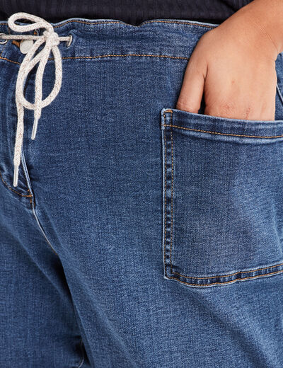 Jeans straight 7/8ème taille haute denim stone femme grande taille