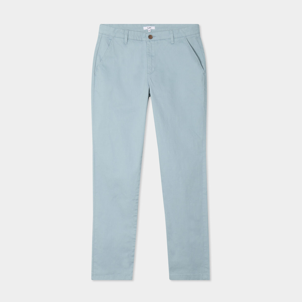 Pantalon chino droit stretch retroussé gris homme