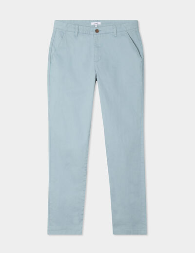 Pantalon chino droit stretch retroussé gris homme
