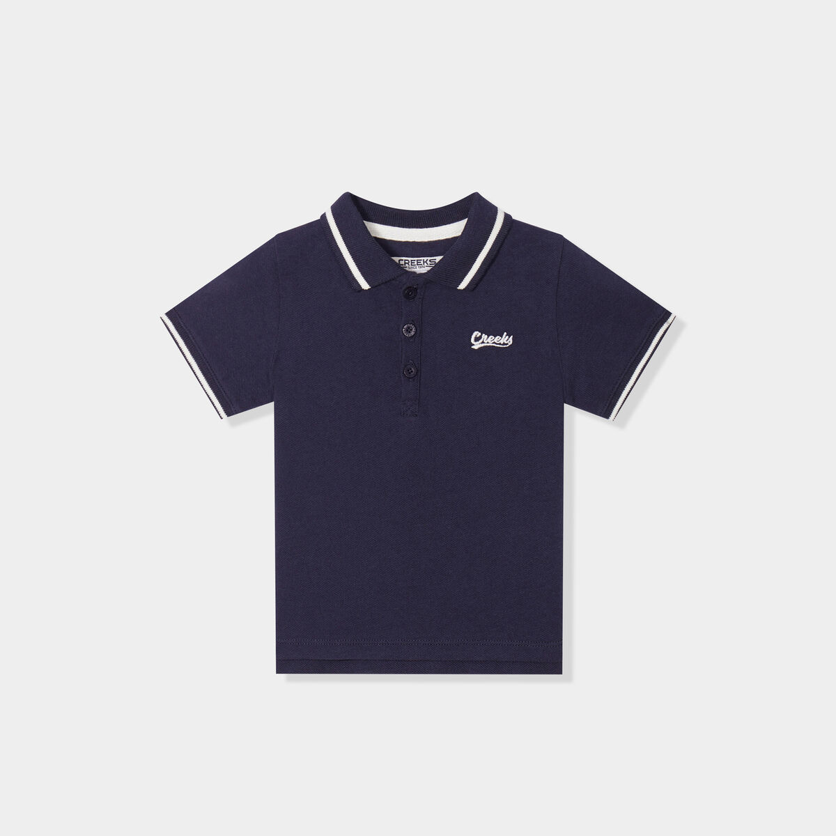 Polo manches courtes coton Creeks bleu marine b&eacute;b&eacute; gar&ccedil;on