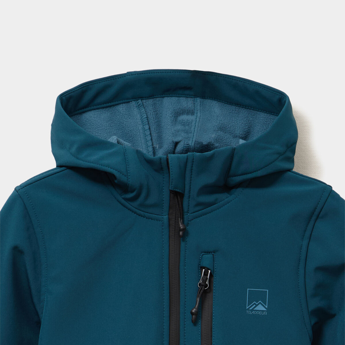 Blouson d&eacute;perlant fourr&eacute; &agrave; capuche bleu canard gar&ccedil;on