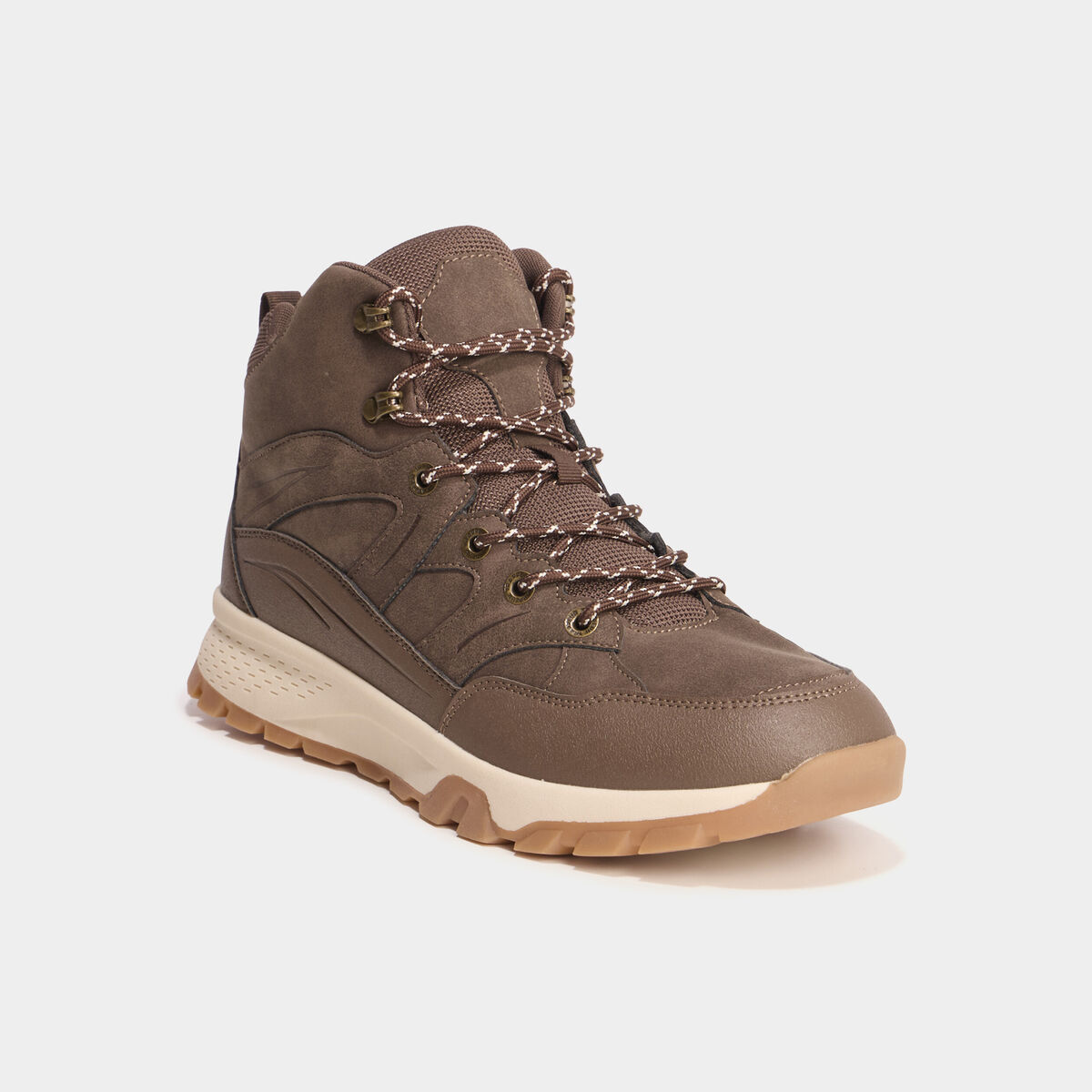 Baskets montantes &agrave; lacets marron clair homme