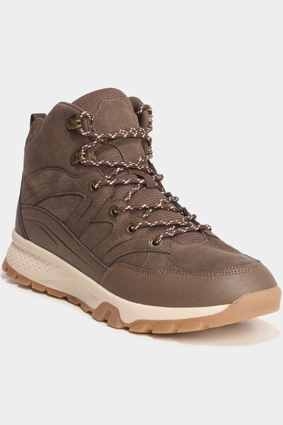 Baskets montantes &agrave; lacets marron clair homme