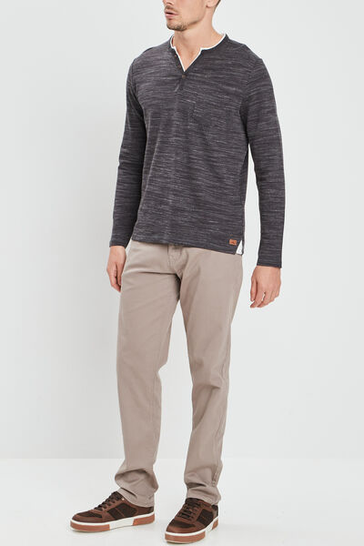 Pantalon droit en coton stretch taupe homme