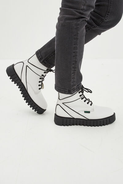 Bottines en cuir Kickers Kickfab blanc femme