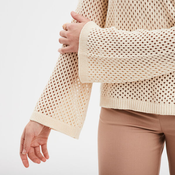 Pull ajouré manches pagodes Liberto ecru femme