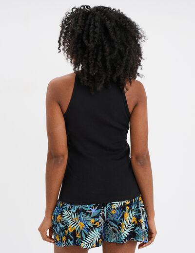 Débardeur encolure américaine coton noir femme