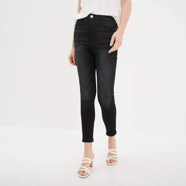 Jeans skinny 7/8ème denim noir femme