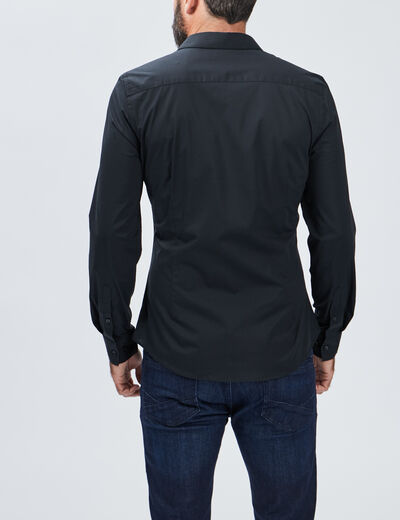 Chemise effet stretch manches longues noir homme